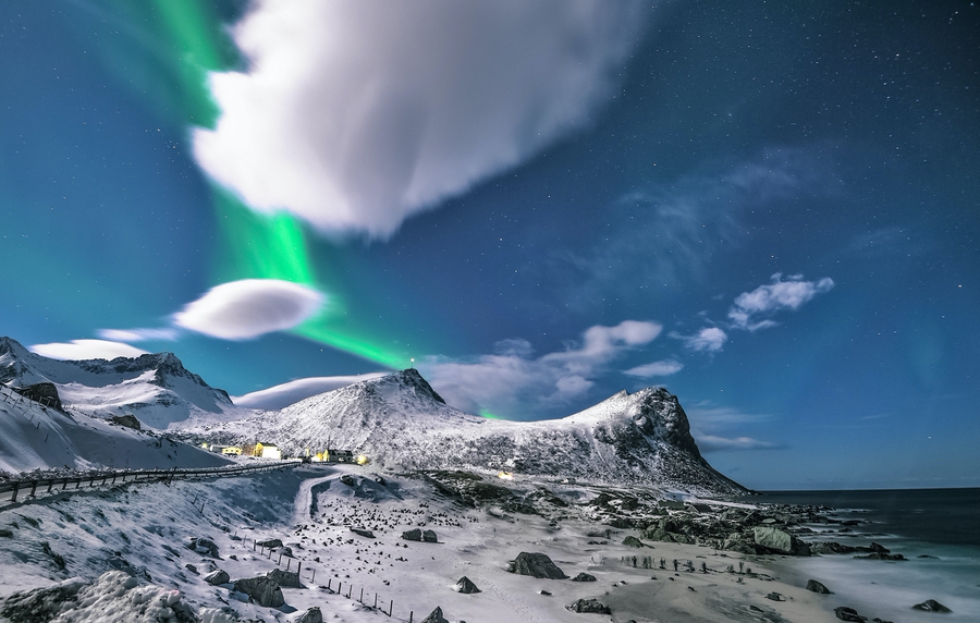 冰岛北极光 绚丽天空 超清壁纸 摄影图片 易点图网