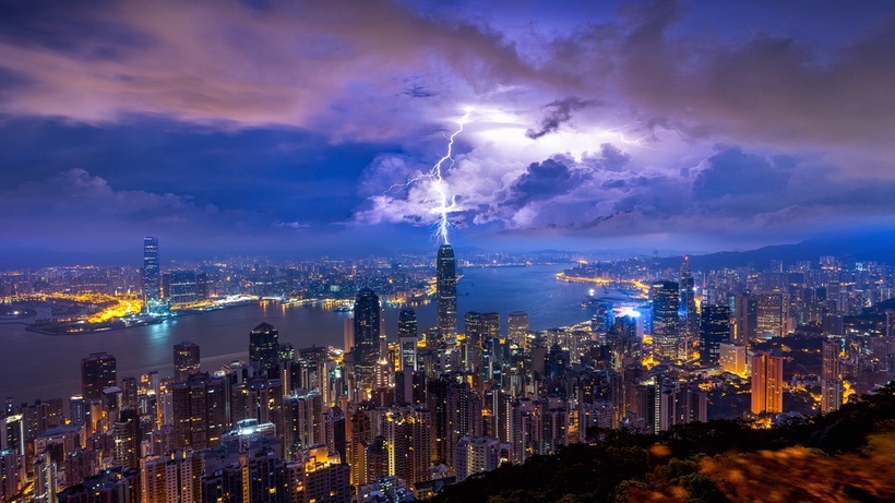 香港夜景全景 风景4k壁纸3840x2160_易点图网