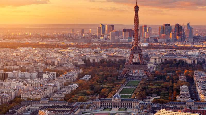 巴黎艾非尔铁塔晚霞 摄影4k壁纸图片_易点图网