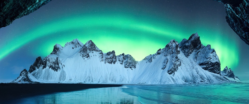 冰岛哪里看极光最美风景摄影3440x1440带鱼屏壁纸_易点图网